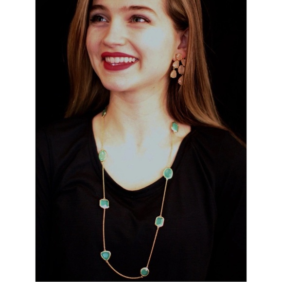 KATE SPADE • Green & Gold Vegas Jewels Scatter Long Necklace - Picture 7 of 7